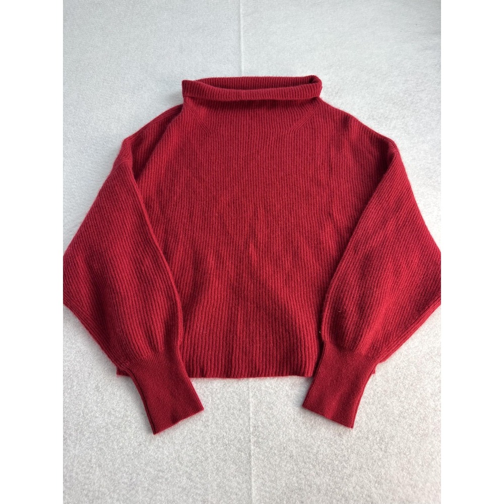 Pilcro Sweater Women's XS Red 100% Cashmere Mock Neck Cropped Pullover Knit